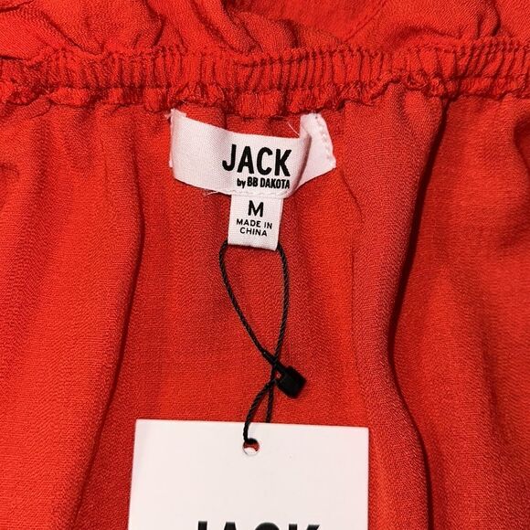 Jack by BB Dakota M Vibrant Poppy Red On or Off Shoulder Ruffle Mini Dress - Picture 11 of 16